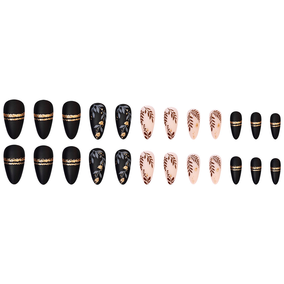 Floral Leaf Press-On Nail Set