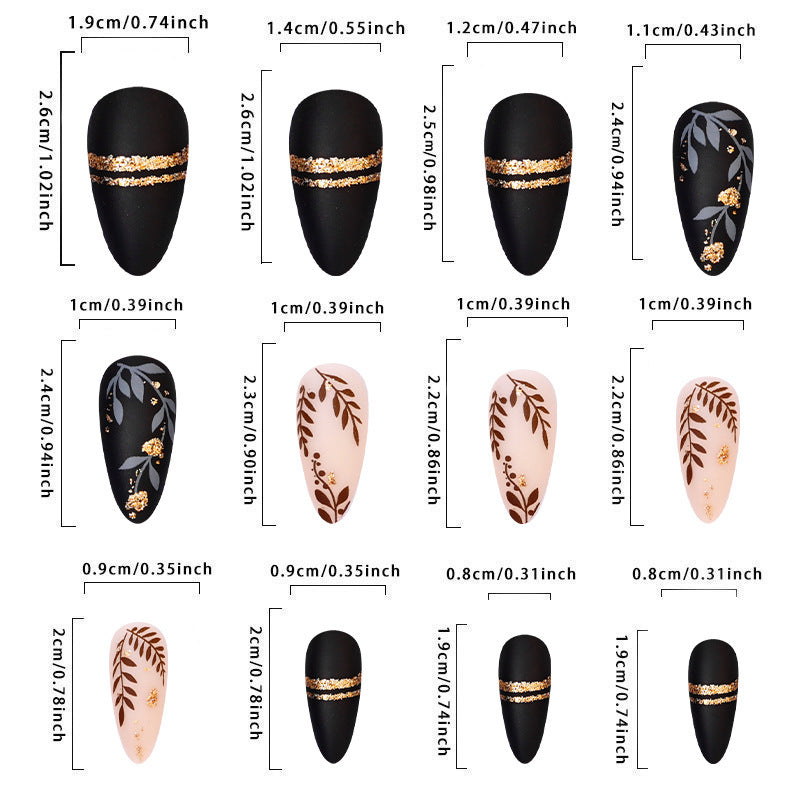 Floral Leaf Press-On Nail Set