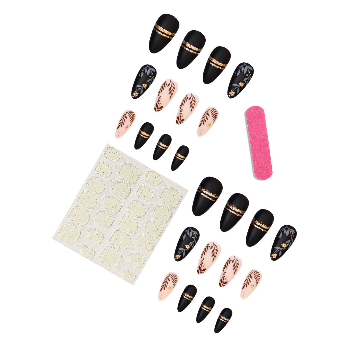 Floral Leaf Press-On Nail Set