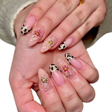 Press On Almond Nails with Floral Details