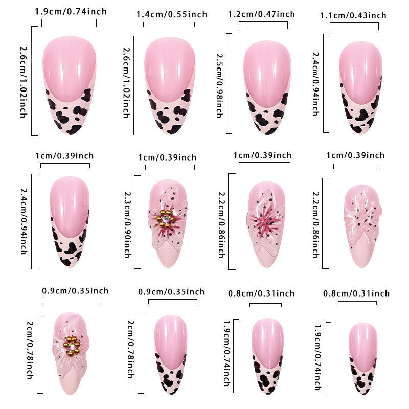 Press On Almond Nails with Floral Details