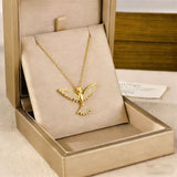 Shimmering Crystal Winged Dove Pendant Necklace