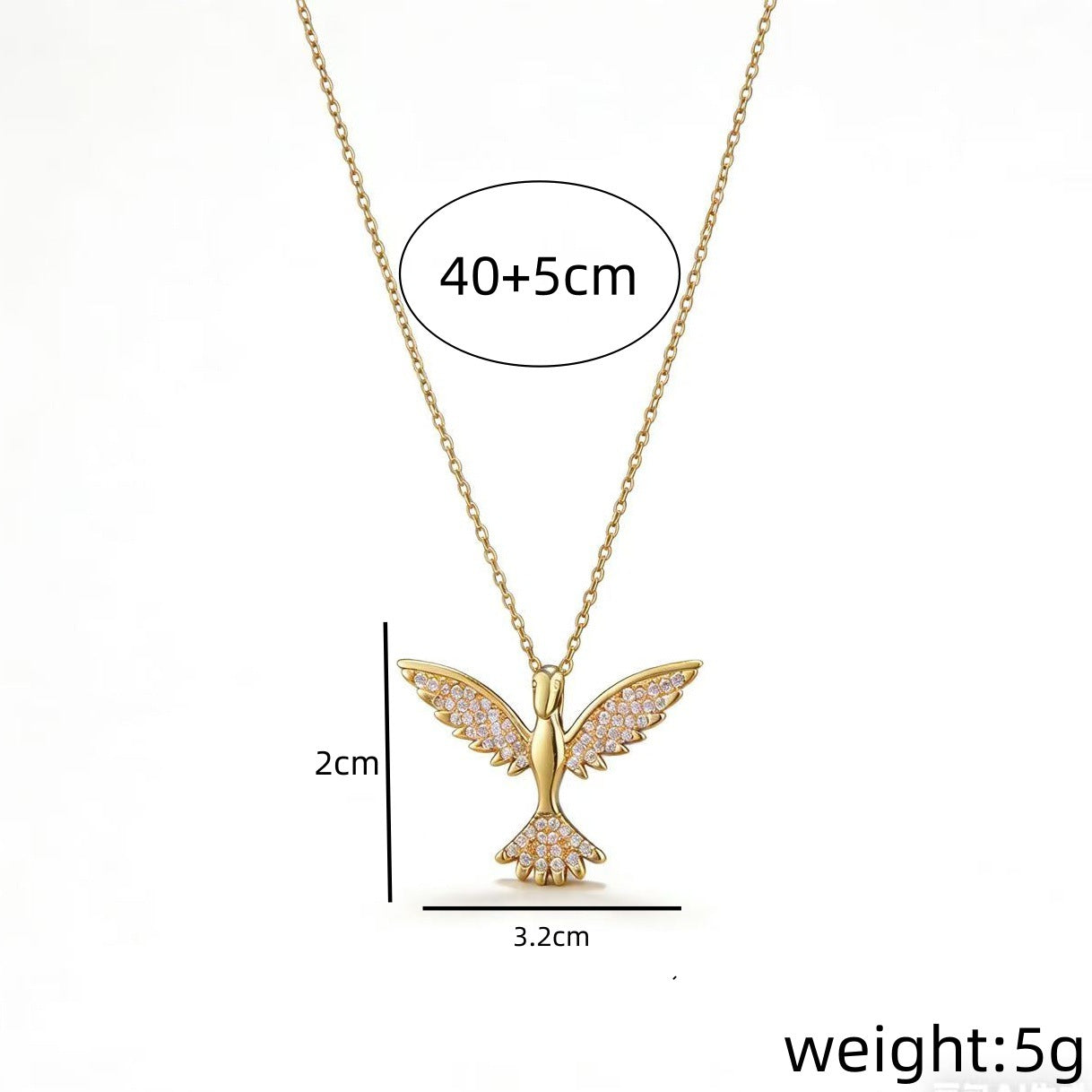 Shimmering Crystal Winged Dove Pendant Necklace