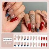 24-Piece Floral French Tip Press-On Nails