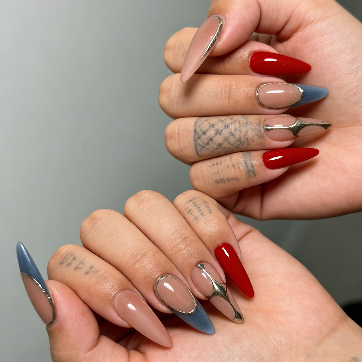 24-Piece Floral French Tip Press-On Nails