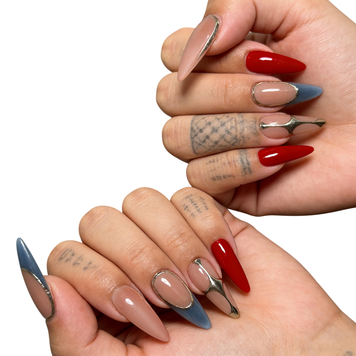 24-Piece Floral French Tip Press-On Nails