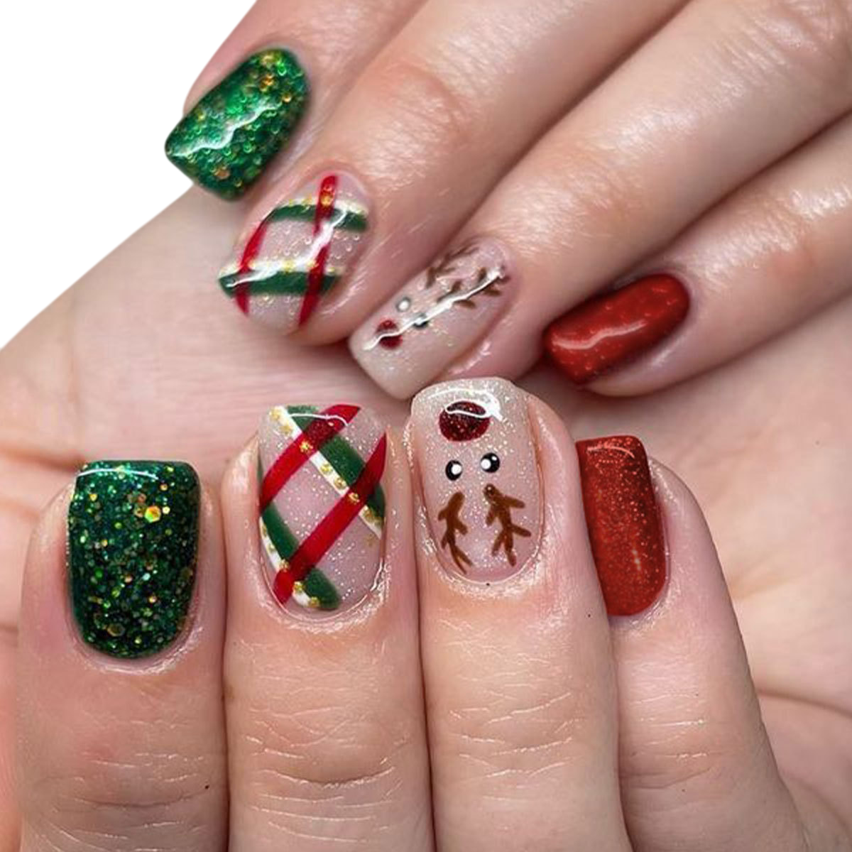 Holiday Glitter Press-On Nails Set