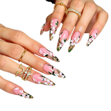 Floral Long Almond Press-On Nails