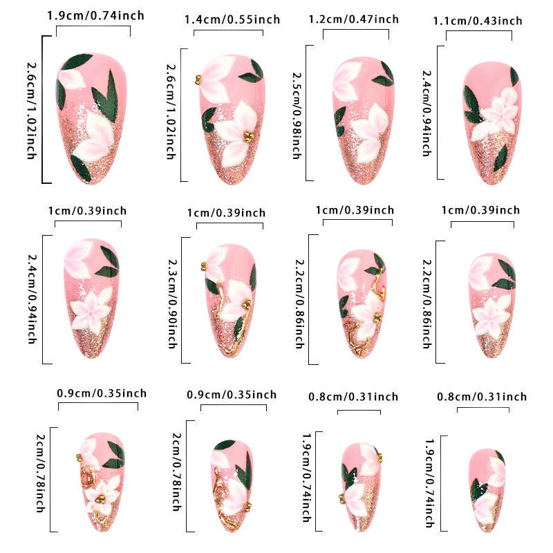Floral Long Almond Press-On Nails