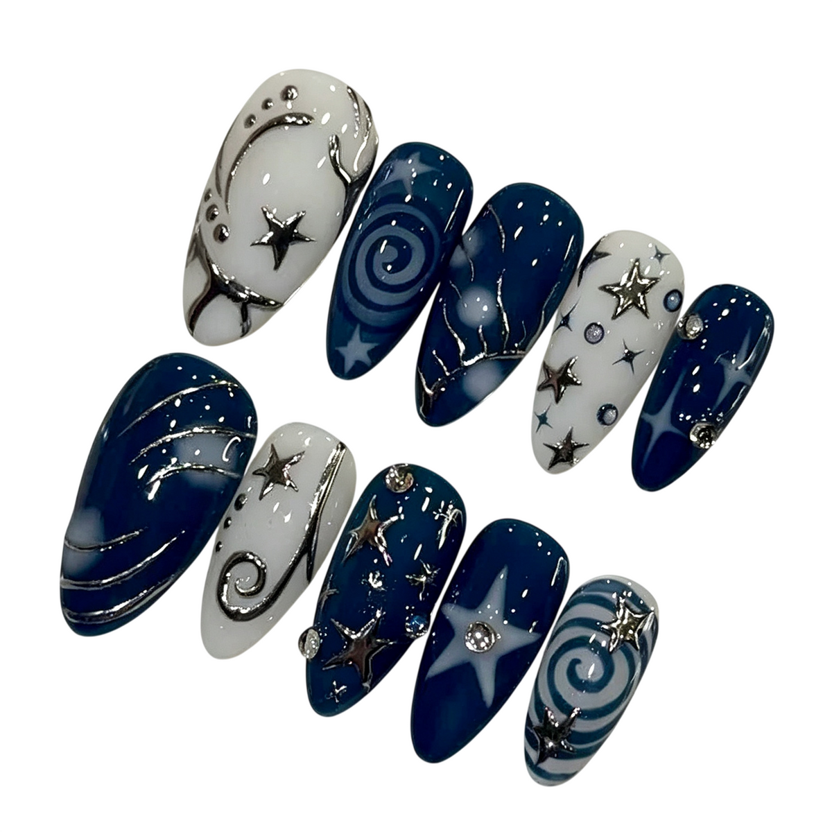 Celestial Star & Swirl Press-On Nails