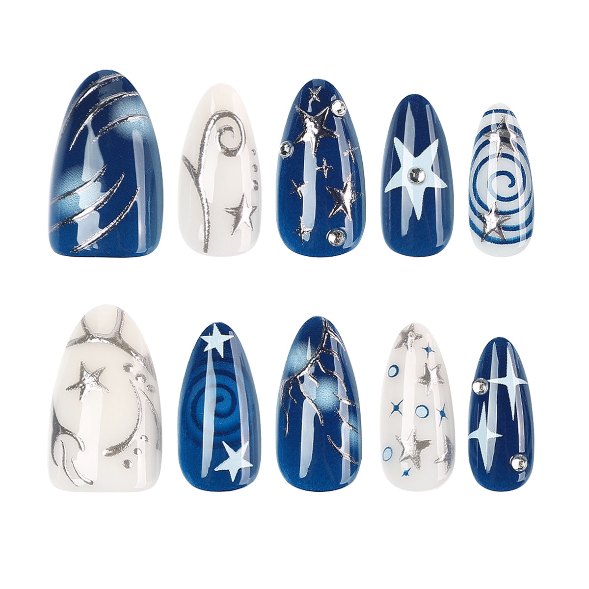 Celestial Star & Swirl Press-On Nails