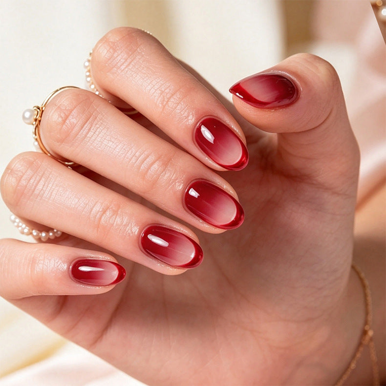 Glossy Ombre Oval Press-On Nails
