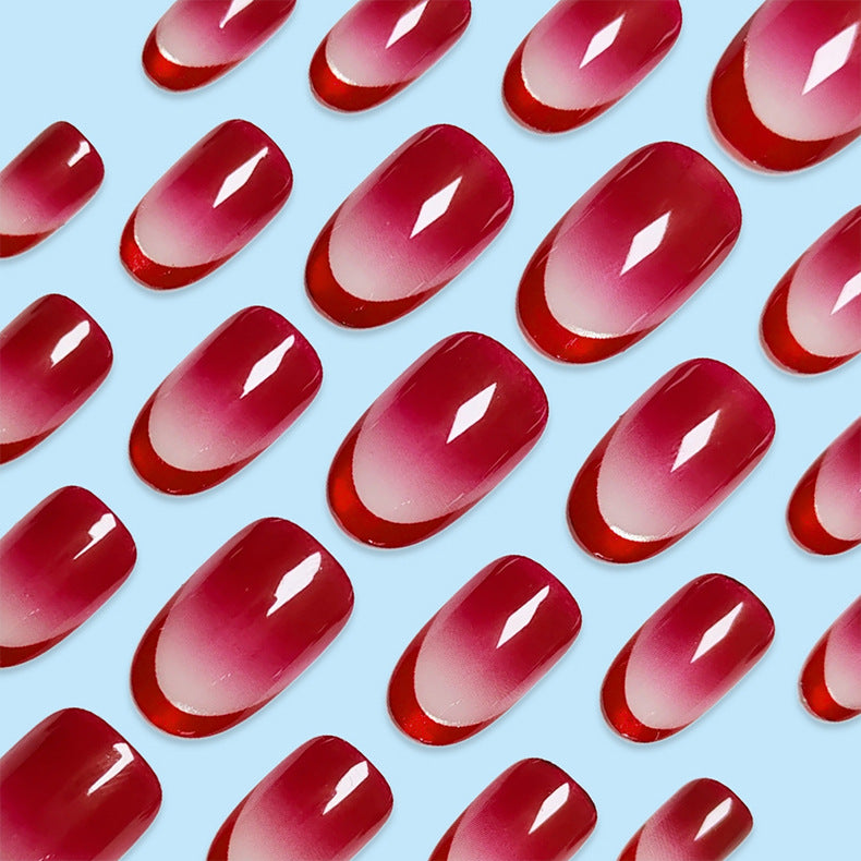 Glossy Ombre Oval Press-On Nails
