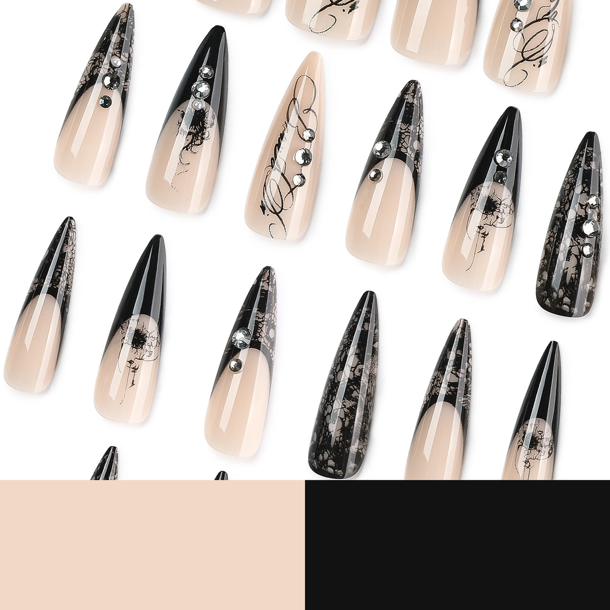 Black Lace Stiletto Press-On Nails