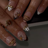 French Tip Press-On Nails with Floral Design