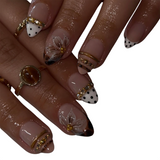 French Tip Press-On Nails with Floral Design