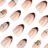 French Tip Press-On Nails with Floral Design
