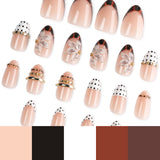 French Tip Press-On Nails with Floral Design