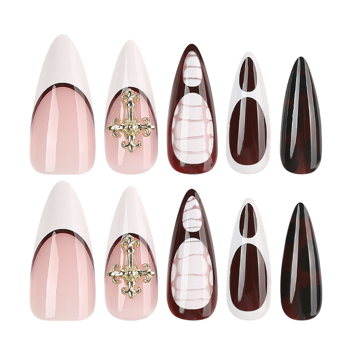 French Tip Stiletto Press On Nails