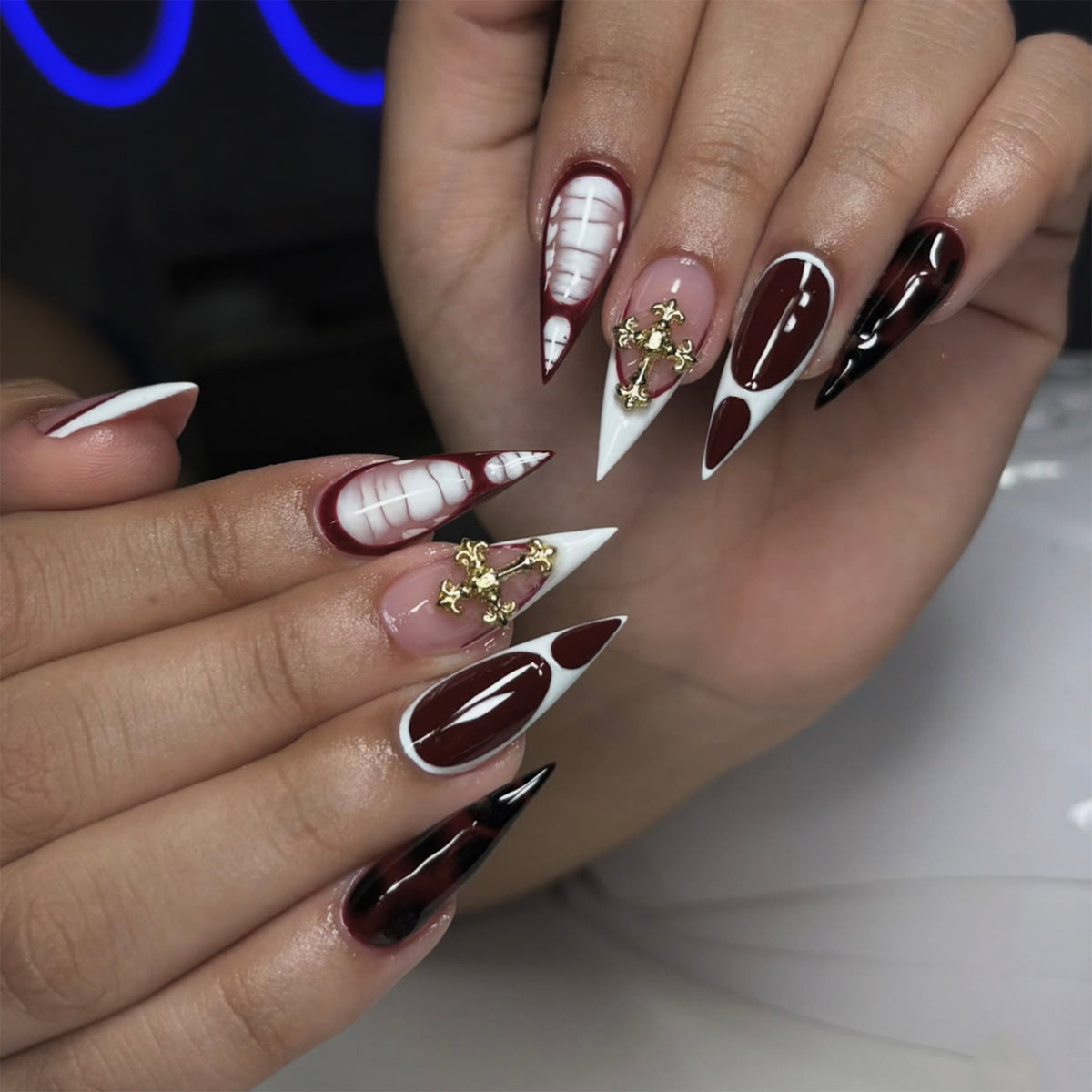 French Tip Stiletto Press On Nails