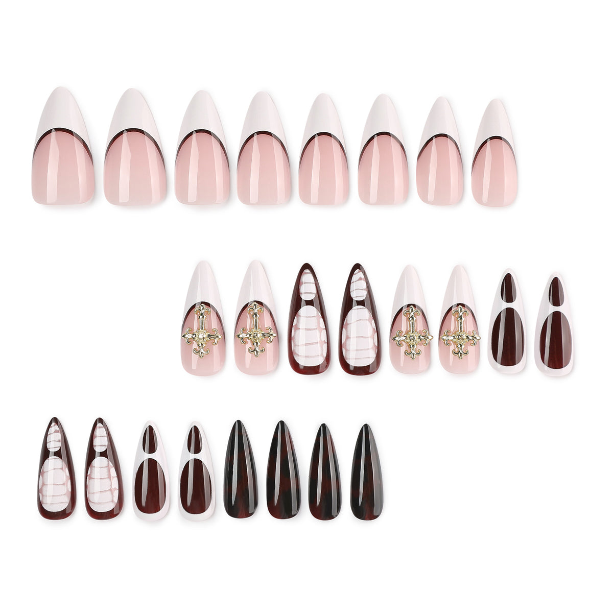 French Tip Stiletto Press On Nails