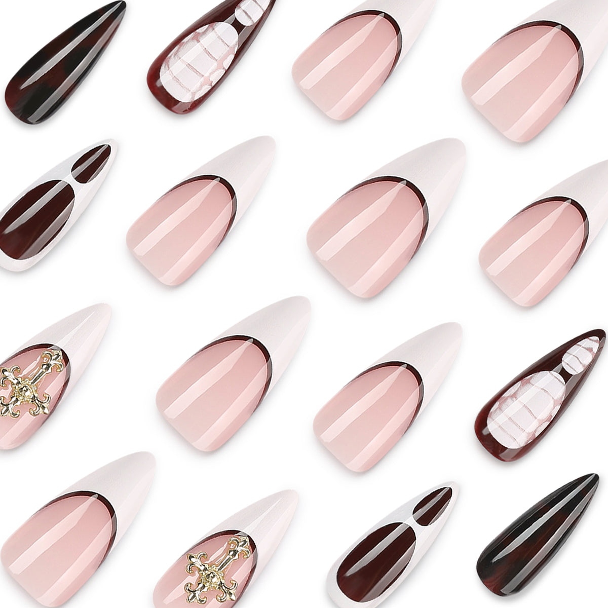 French Tip Stiletto Press On Nails