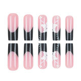 Black Floral Press On Nails