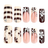 Floral Press-On Nails with Rhinestone Accents
