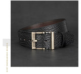 Men's Textured Leather Belt with Metal Buckle