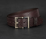 Men's Textured Leather Belt with Metal Buckle