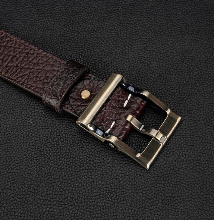 Men's Textured Leather Belt with Metal Buckle
