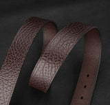 Men's Textured Leather Belt with Metal Buckle