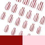 Red Stripe Press-On Nails Almond Shape