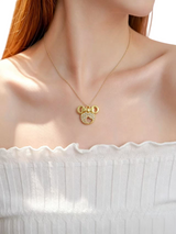 Women’s Rhinestone Heart Bow Necklace