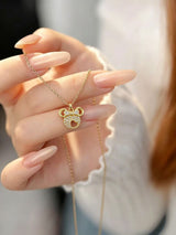Women’s Rhinestone Heart Bow Necklace