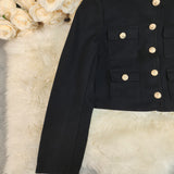 Black Tweed Button-Front Jacket