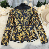 Black and Gold Baroque Pattern Blazer