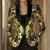 Black and Gold Baroque Pattern Blazer