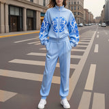 طقم رياضي أزرق أنيق مطبوع