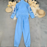 طقم رياضي أزرق أنيق مطبوع