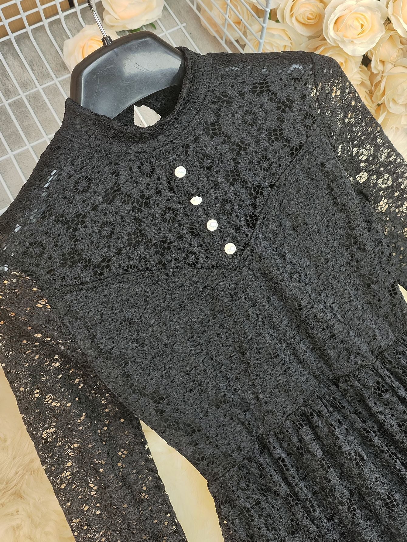 Elegant Lace Long Sleeve Maxi Dress