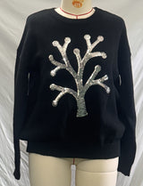 Sweater with Sequin Abstract Design