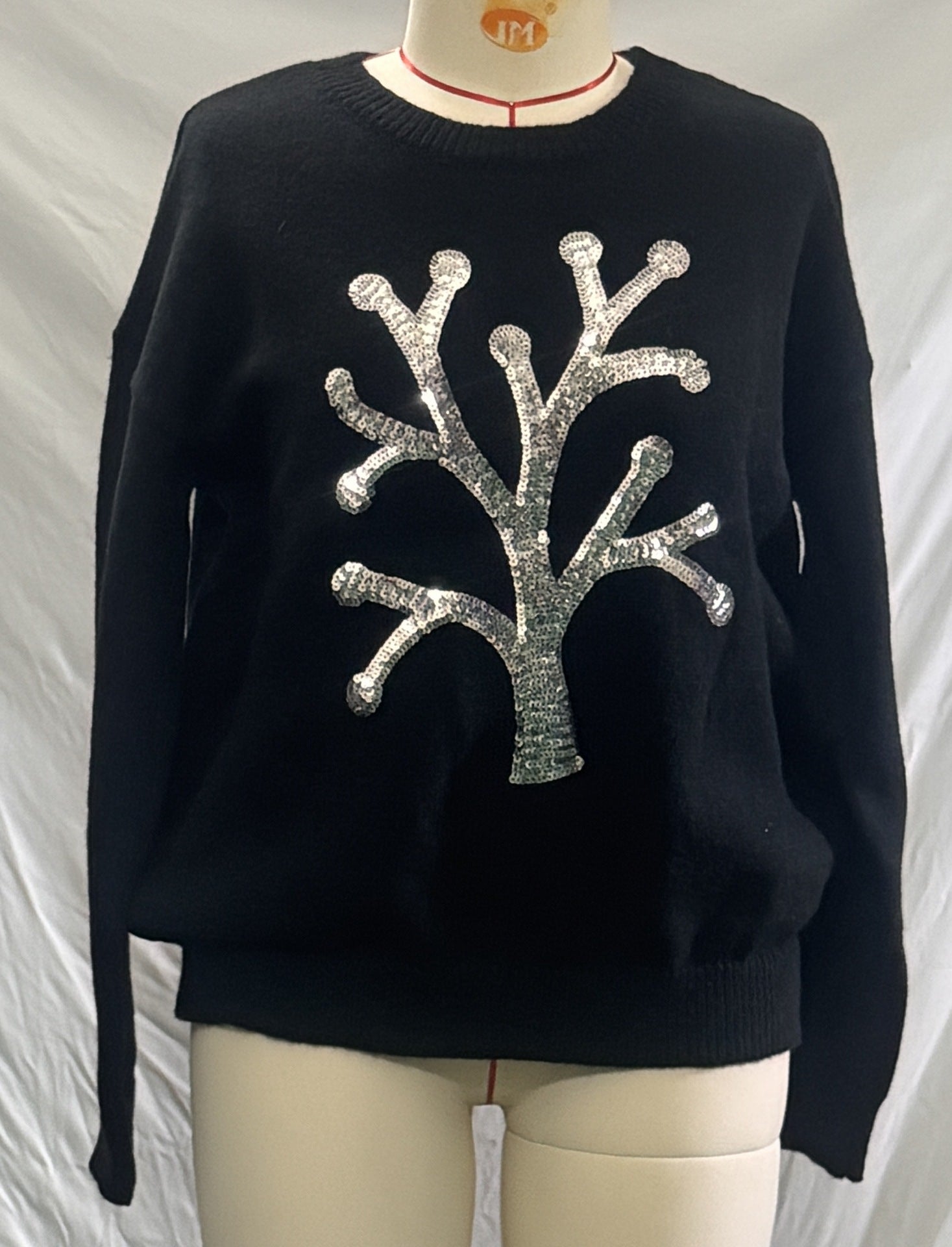 Sweater with Sequin Abstract Design