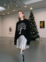 Sweater with Sequin Abstract Design