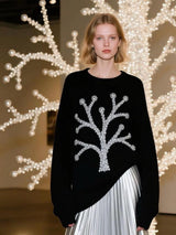 Sweater with Sequin Abstract Design