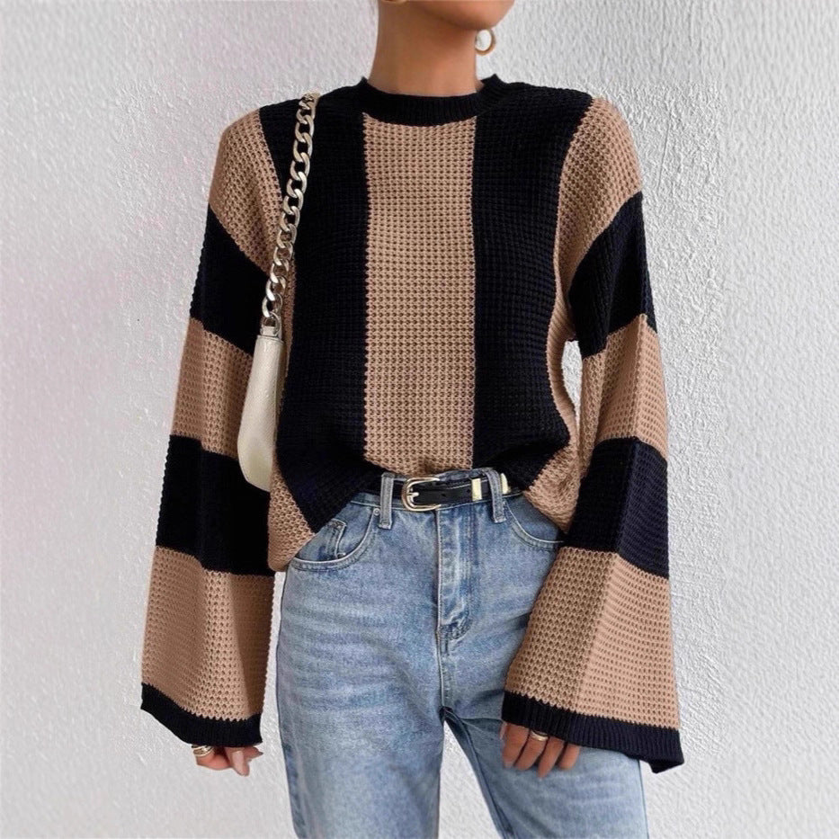 Wide-Stripe Textured Knit Sweater