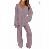 V-Neck Long-Sleeve Lounge Set