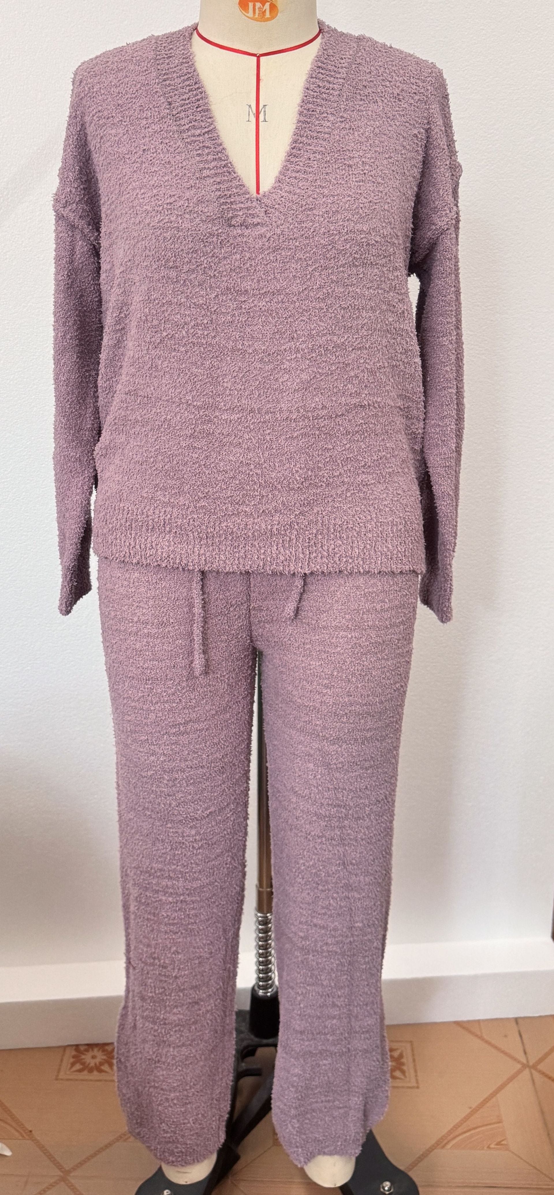V-Neck Long-Sleeve Lounge Set