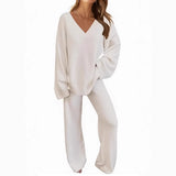 V-Neck Long-Sleeve Lounge Set