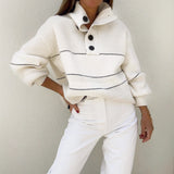 Textured Button-Up High Neck Top